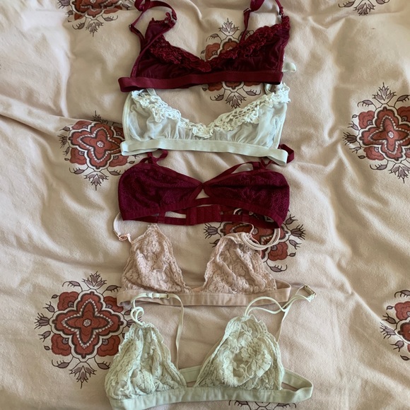 Urban Outfitters Other - Maroon, White, & Pink Lace Bralettes